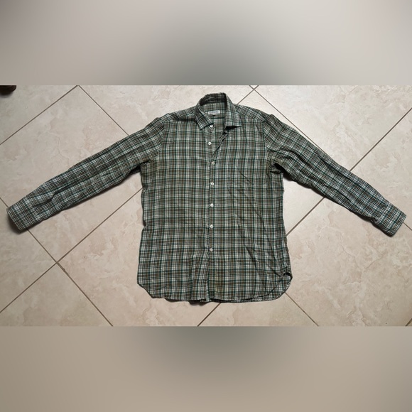 Piattelli Other - Piattelli Olive Checkered Men's Shirt